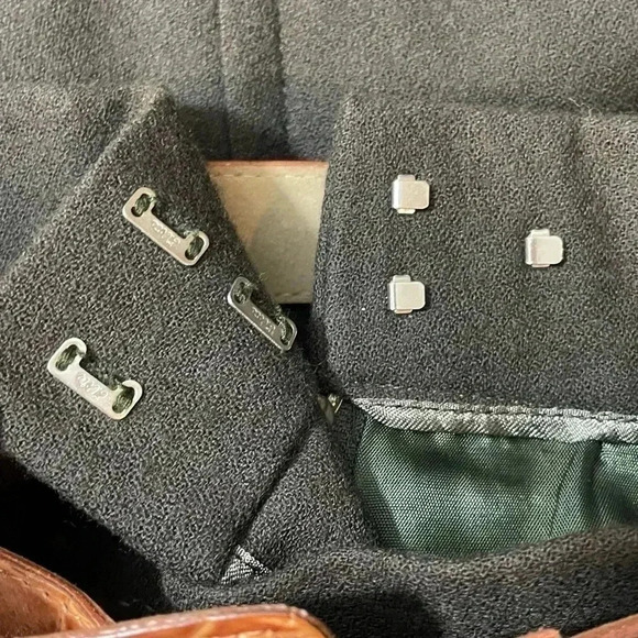 Evan Picone 10P Petite Olive Green 2 Pc Wool Suit Knee Skirt Suit & Belt USA Vtg - Picture 15 of 16